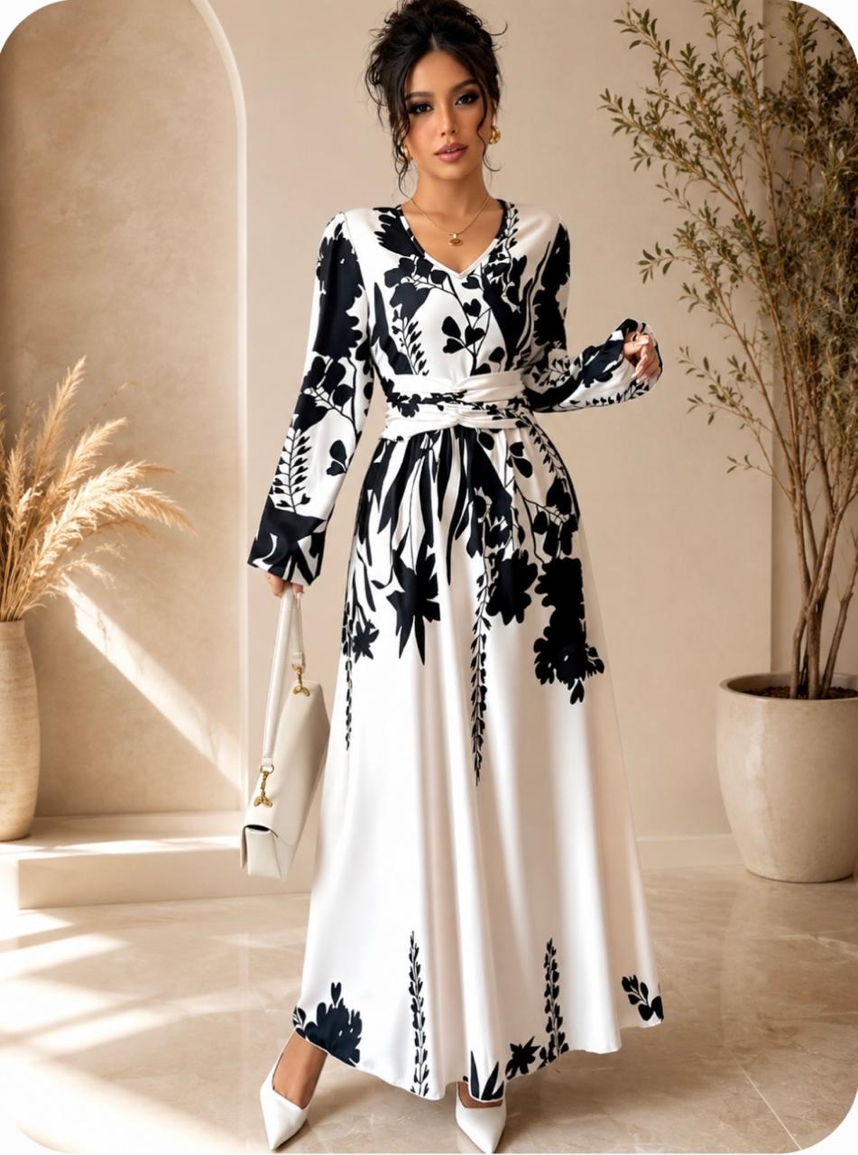 Vestido estampado Blanco\Negro