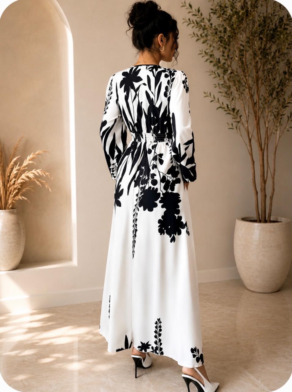 Vestido estampado Blanco\Negro