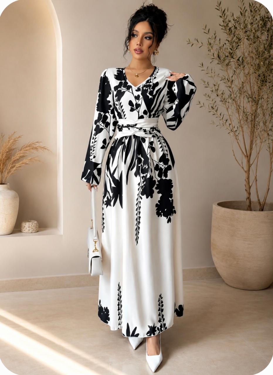Vestido estampado Blanco\Negro