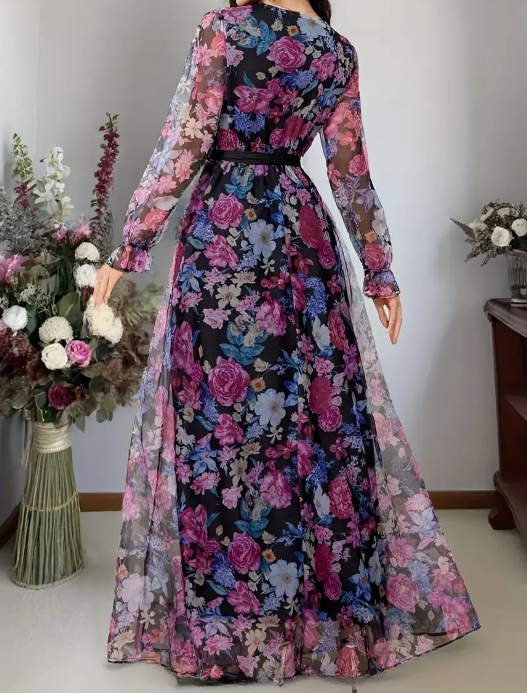 vestido flores moradas