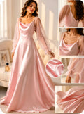 Vestido satín rosado
