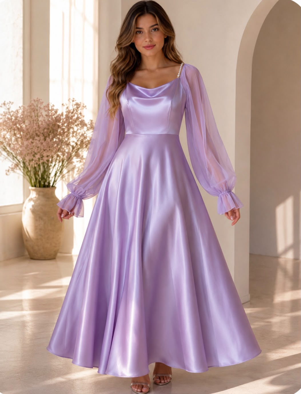 Vestido satín Lila