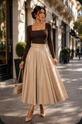 PROMOCION! : Falda Cuerina llana Color Beish