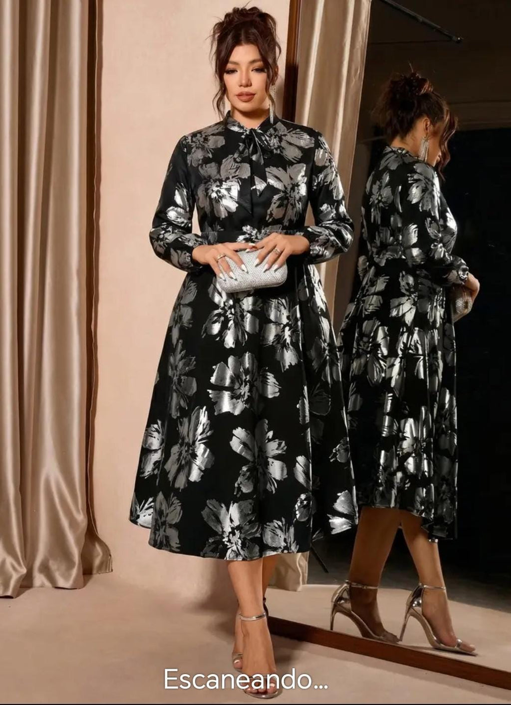 Vestido negro plateado
