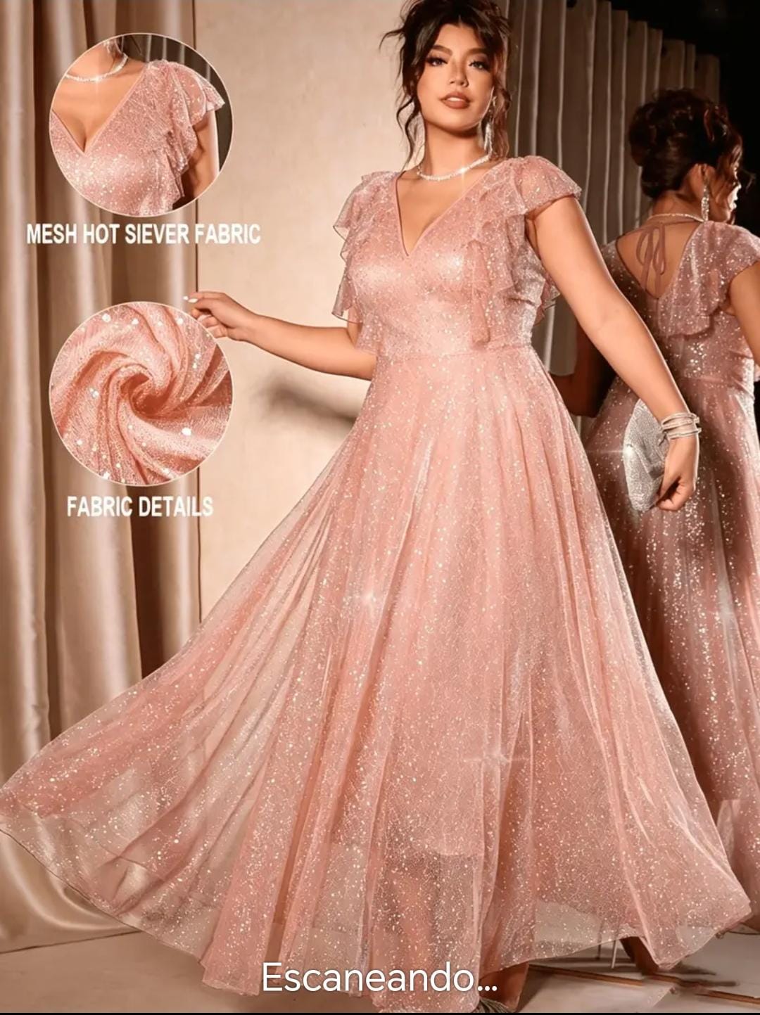 Vestido rosado brilloso
