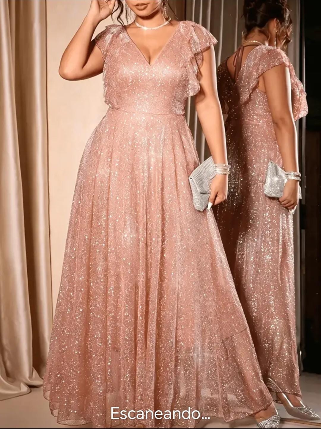 Vestido rosado brilloso