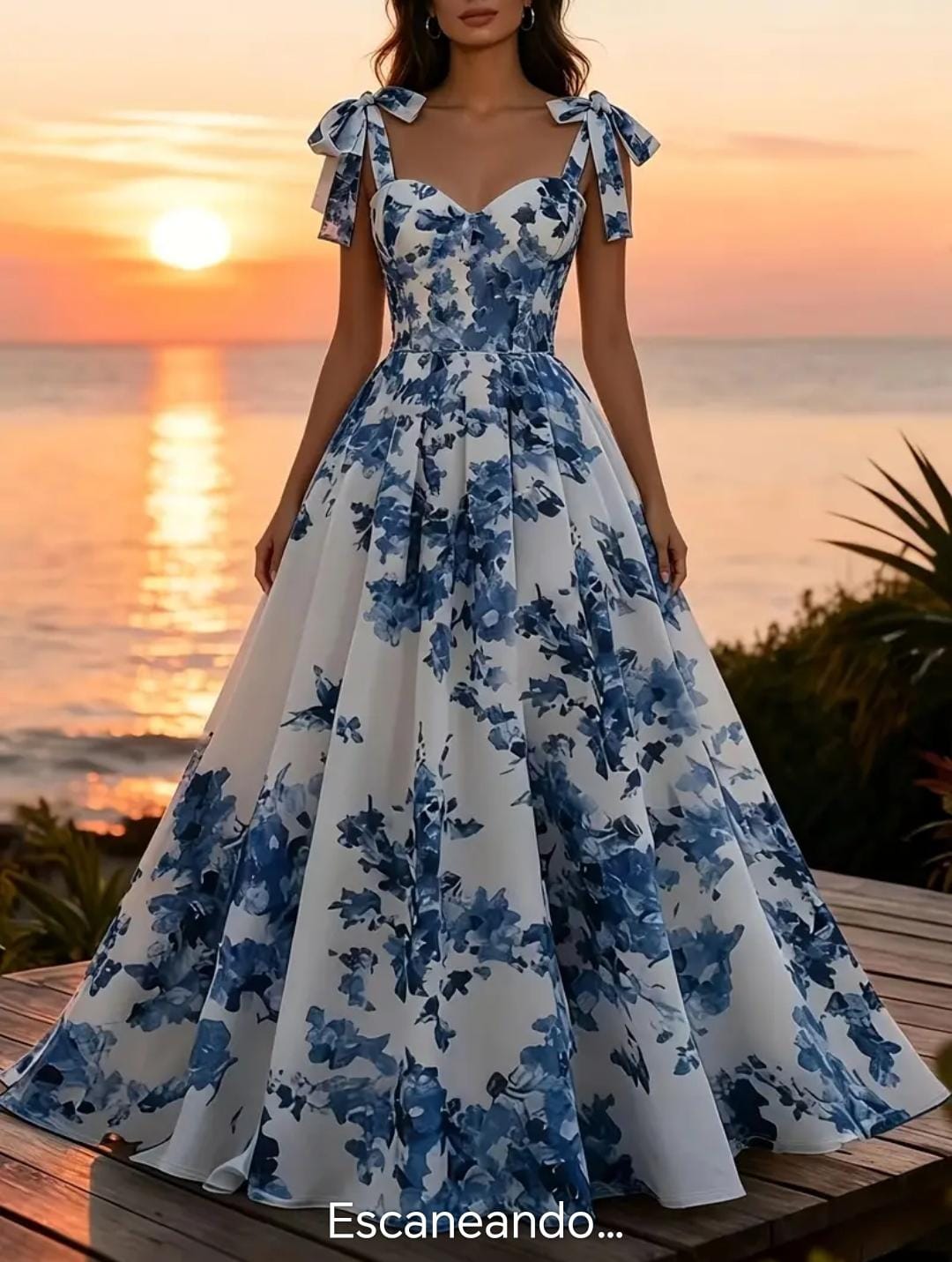 Vestido Estampado Celeste