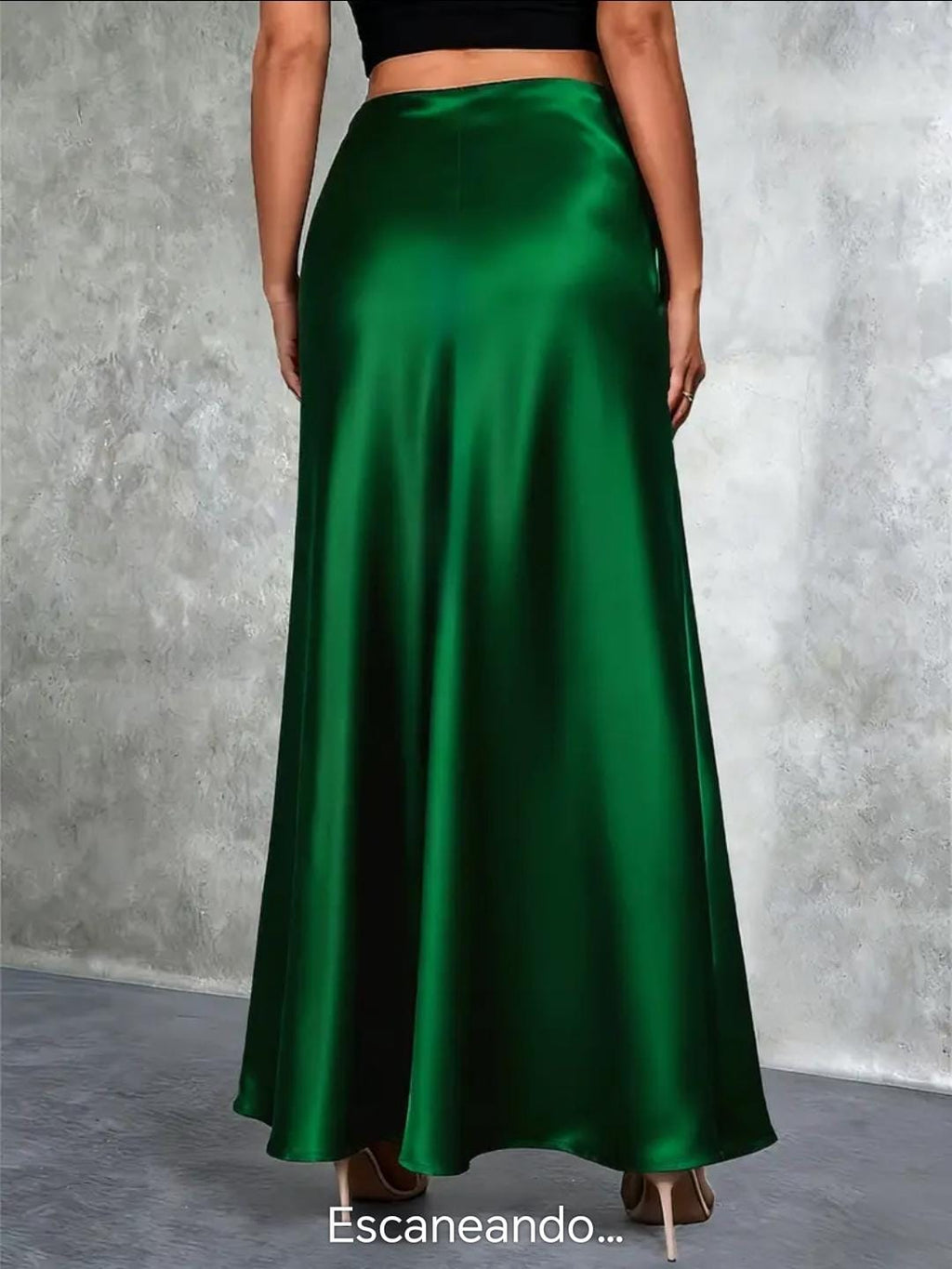 Falda Satín Verde Esmeralda