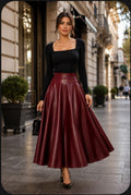 PROMOCION! : Falda Cuerina llana Color vino